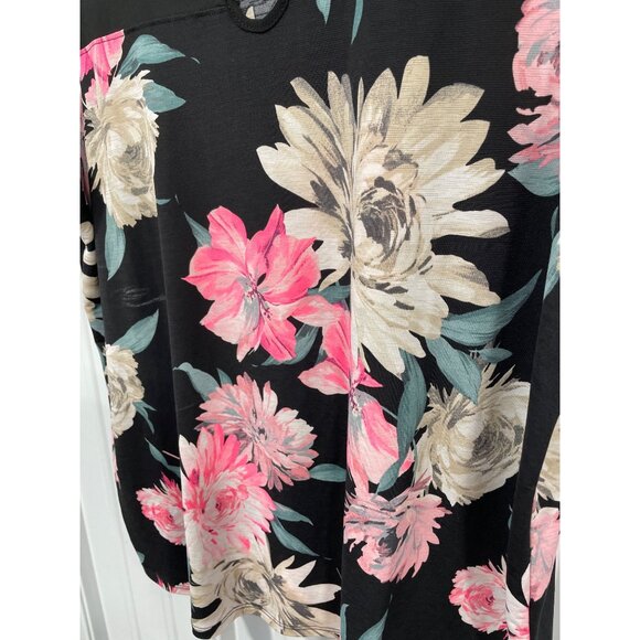 Sew In Love Mesh Yoke Floral Blouse Womens XL Short Sleeve Black Boho Whimsigoth - Picture 3 of 7